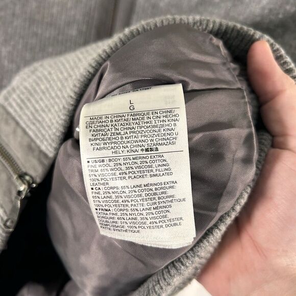 Express Wool Blend Vest Men's Large Grey Full Zip Button Pockets Satin Lining - Picture 6 of 8